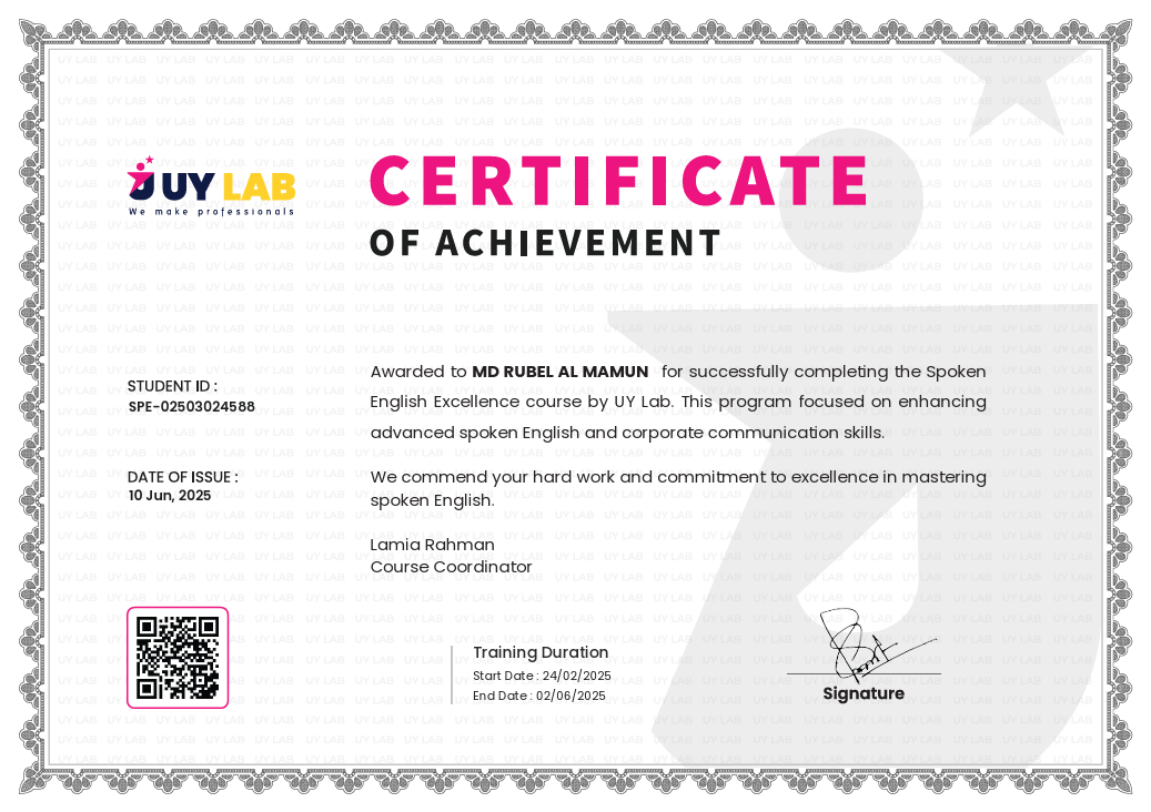Spoken English Certificate
