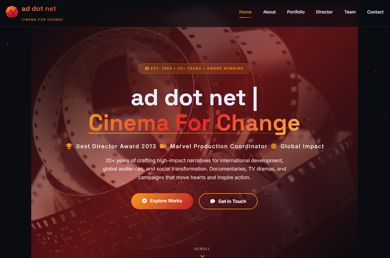 Ad Dot Net - Cinema for Change Website Screenshot