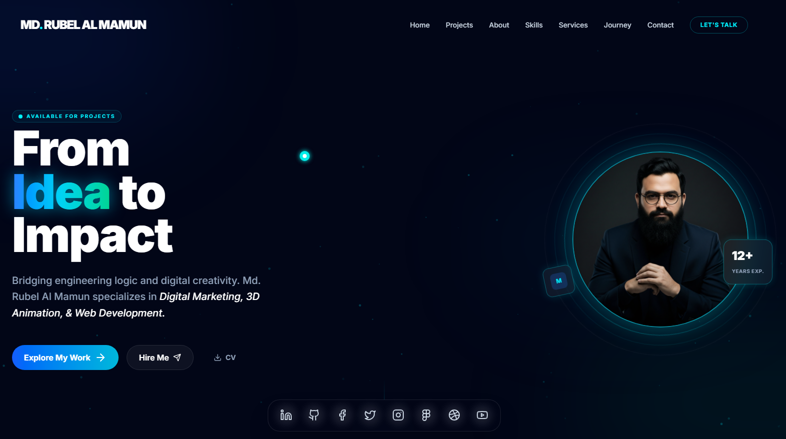Md Rubel Al Mamun - Professional Portfolio Website Screenshot